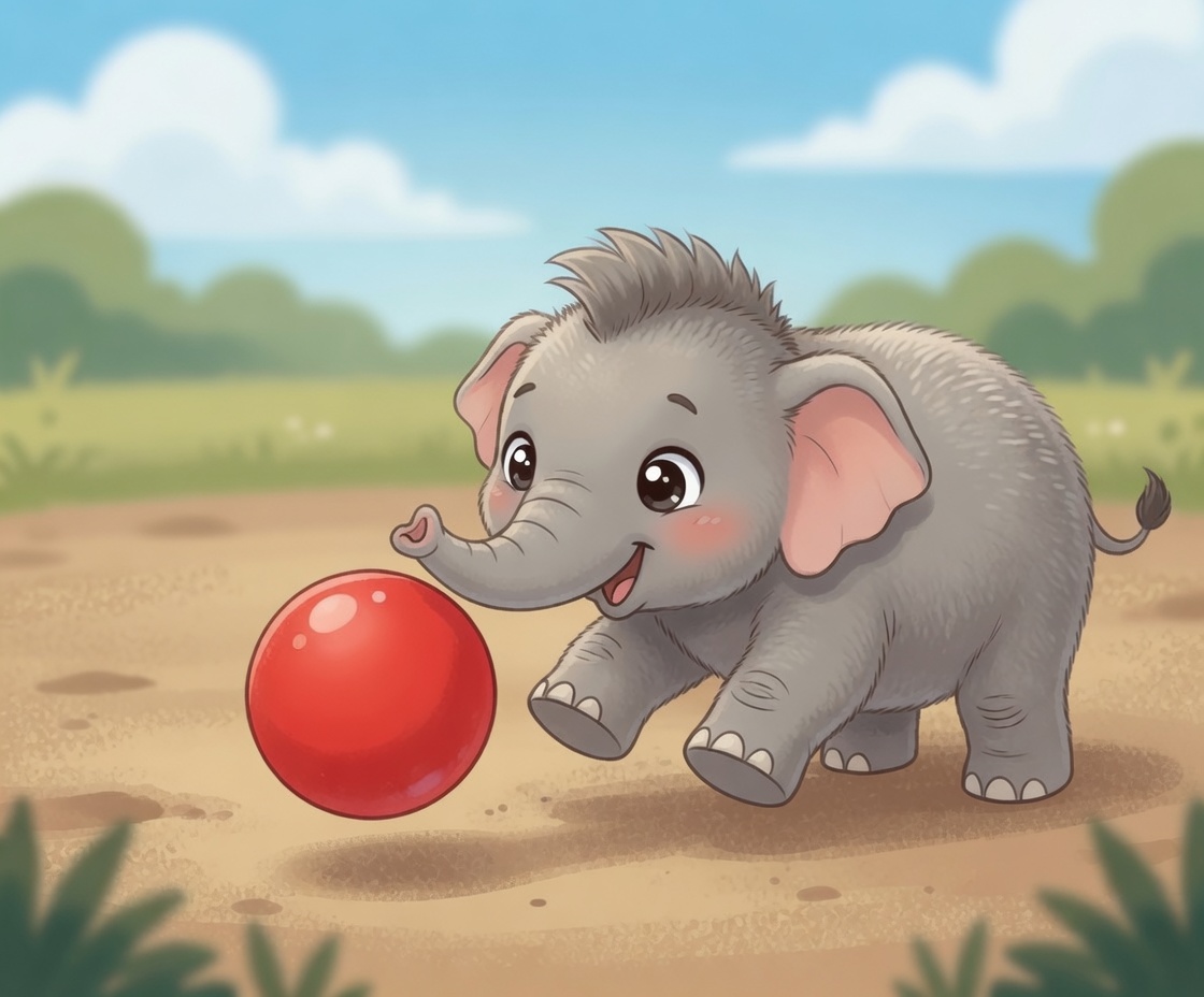 Monty-Aaron playing with a red ball
